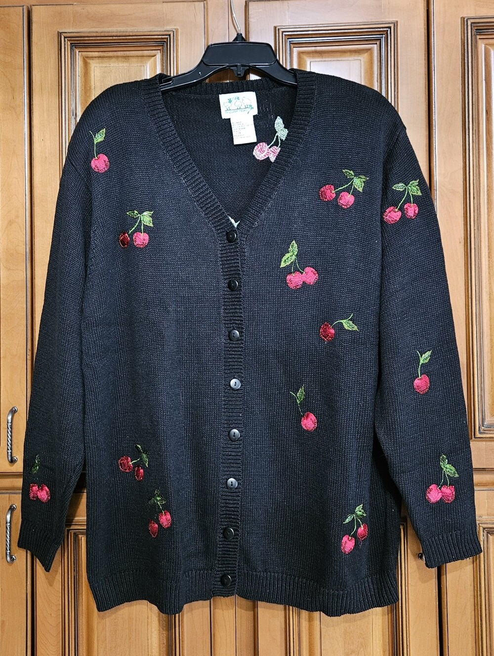 The Quaker Factory Embroidered Cherries Cardigan Size 1X